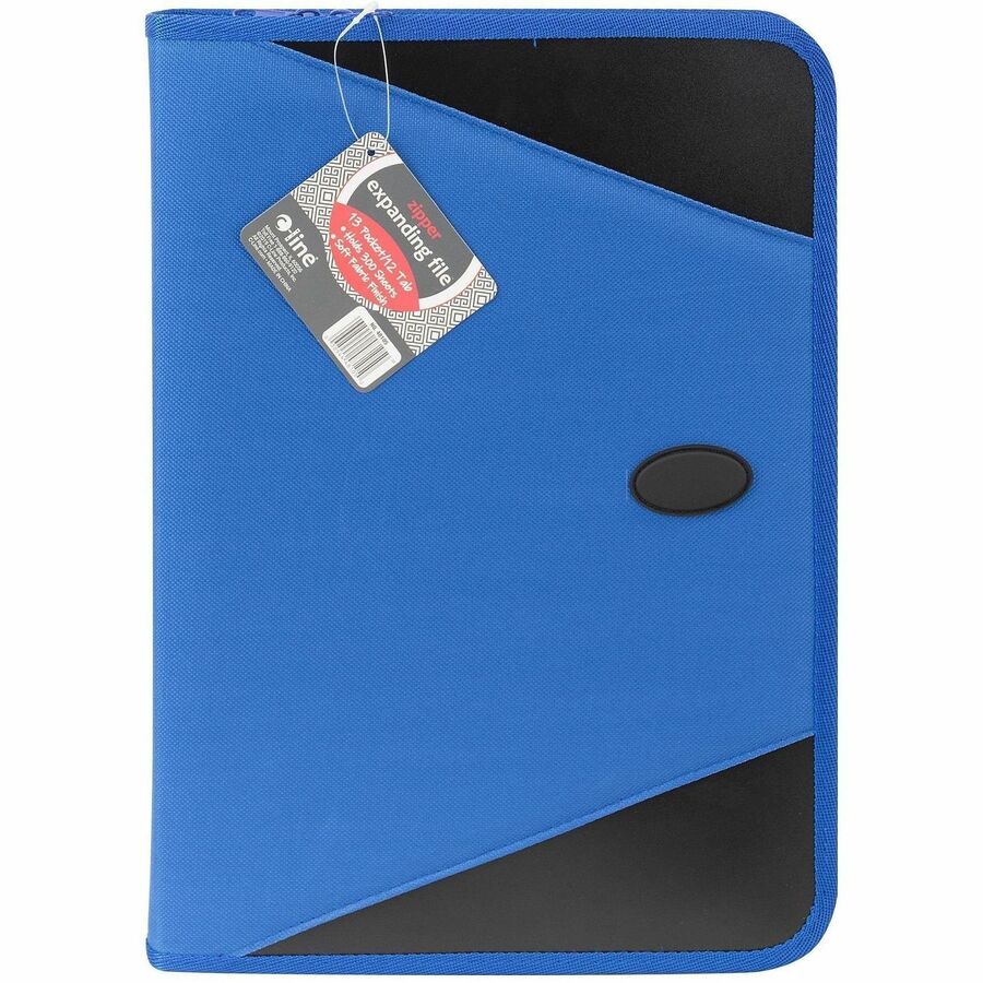 C-Line Letter Expanding File - 8 1/2" x 11" - 300 Sheets Capacity - 13 Pocket(s) - Blue - Zipper Closure - 1 Each