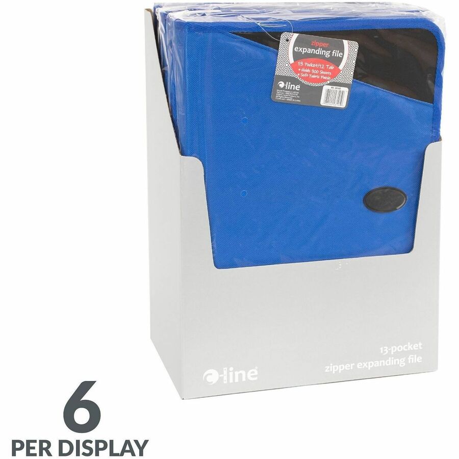 C-Line Letter Expanding File - 8 1/2" x 11" - 300 Sheets Capacity - 13 Pocket(s) - Blue - Zipper Closure - 1 Each