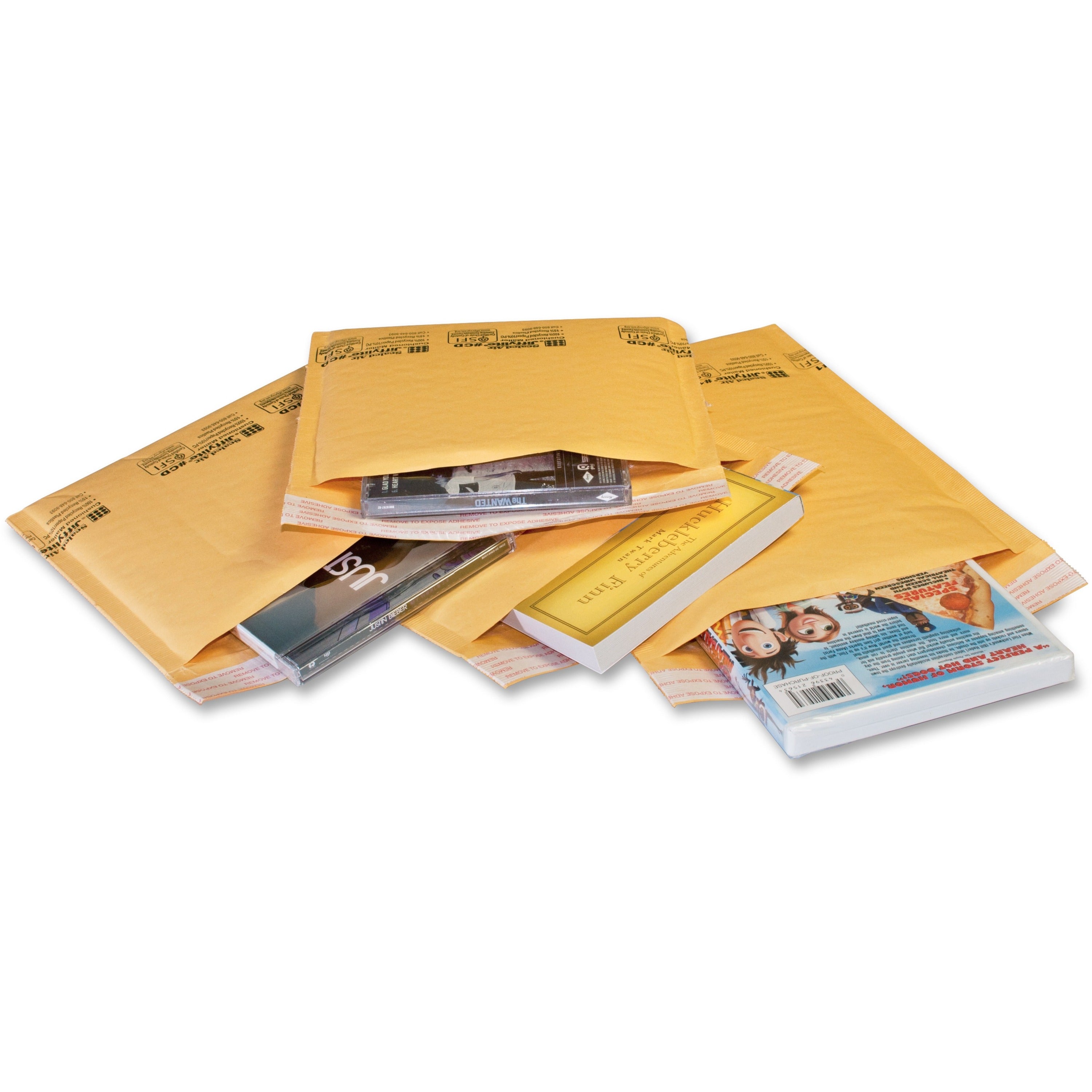 Bubble - 5" Width x 10" Length - Self-sealing - Brown - Kraft - 250 / Carton
