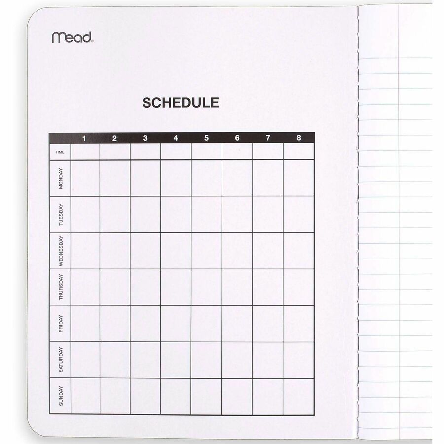 Mead Composition Book - Sewn - 7 1/2" x 9 3/4" Sheet Size - White Paper - Black Marble Cover - 1 Each