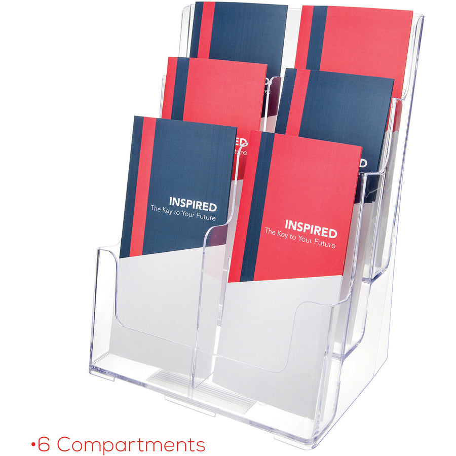 Deflecto Multi-Compartment DocuHolder - 6 Pocket(s) - 3 Tier(s) - 13.75" Height x 9" Width x 7.50" Depth - Desktop - Leaflet Size - Clear - Plastic - 1 Each