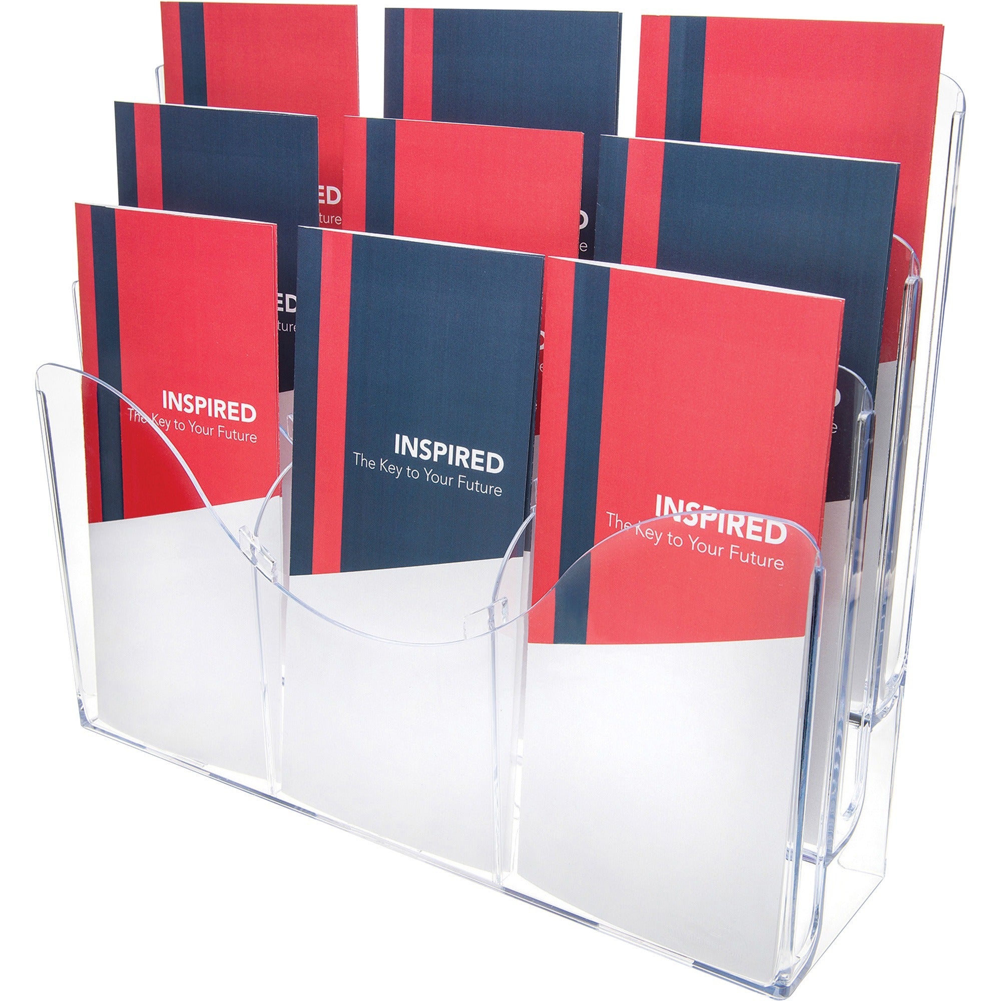 9 Compartment(s) - 6 Divider(s) - 3 Tier(s) - 11.50" Height x 13.50" Width x 3.50" Depth - Desktop - Clear - 1 Each