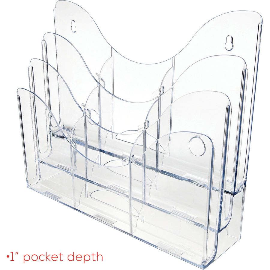 9 Compartment(s) - 6 Divider(s) - 3 Tier(s) - 11.50" Height x 13.50" Width x 3.50" Depth - Desktop - Clear - 1 Each