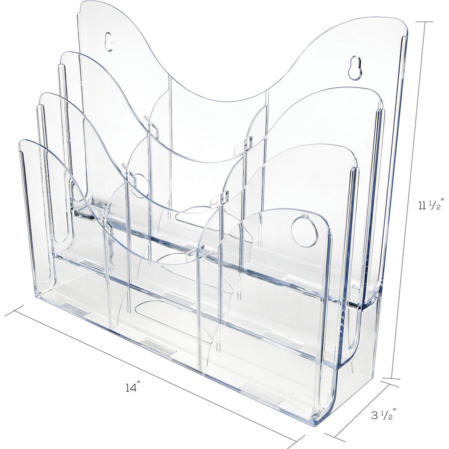 9 Compartment(s) - 6 Divider(s) - 3 Tier(s) - 11.50" Height x 13.50" Width x 3.50" Depth - Desktop - Clear - 1 Each