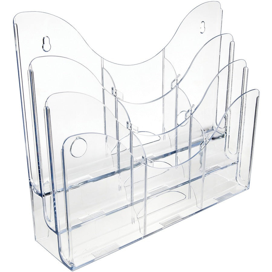 9 Compartment(s) - 6 Divider(s) - 3 Tier(s) - 11.50" Height x 13.50" Width x 3.50" Depth - Desktop - Clear - 1 Each