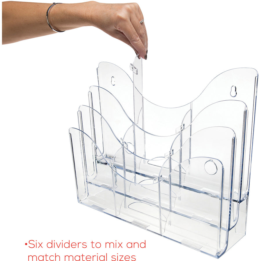 9 Compartment(s) - 6 Divider(s) - 3 Tier(s) - 11.50" Height x 13.50" Width x 3.50" Depth - Desktop - Clear - 1 Each