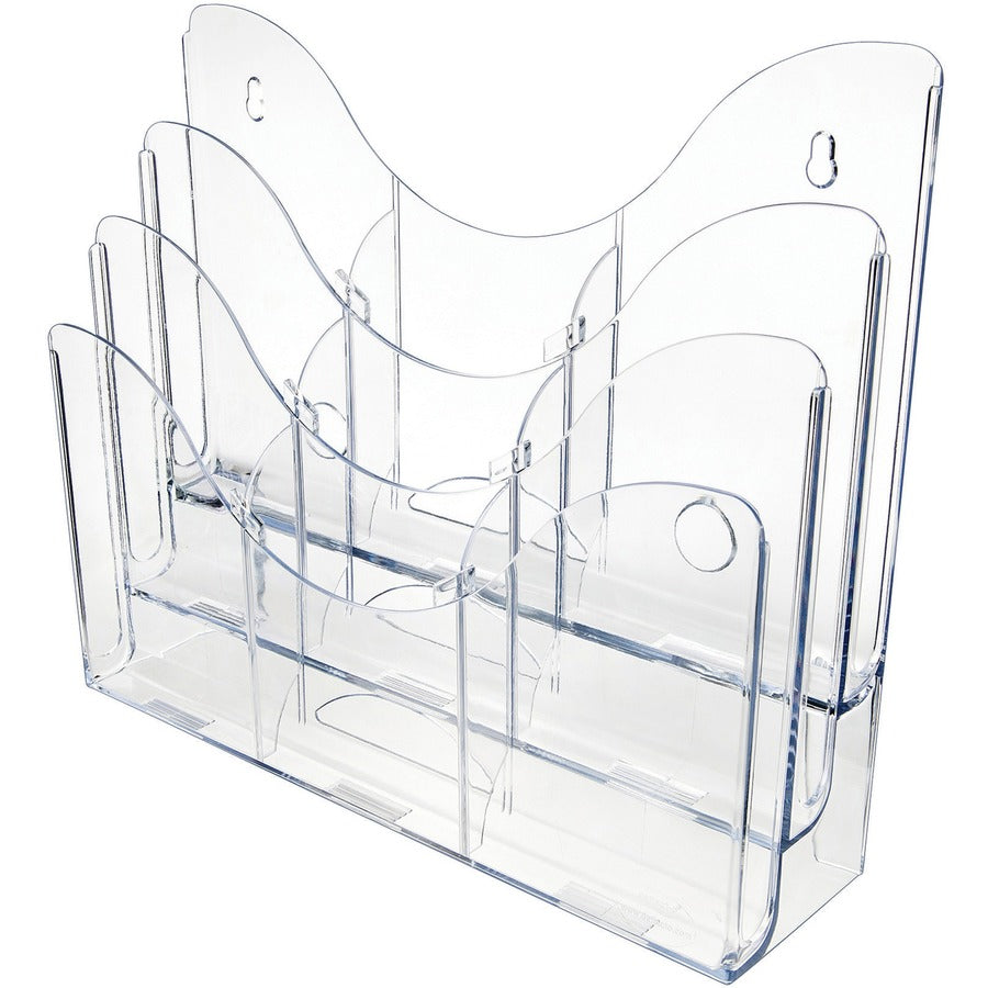9 Compartment(s) - 6 Divider(s) - 3 Tier(s) - 11.50" Height x 13.50" Width x 3.50" Depth - Desktop - Clear - 1 Each