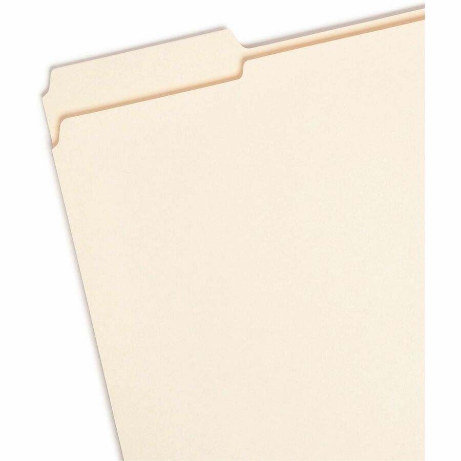 Smead 1/3 Tab Cut Letter Recycled Top Tab File Folder - 8 1/2" x 11" - Top Tab Location - Assorted Tab Position - 14 pt. - 2 Plys - Manila - Reinforced - 10% Recycled - 100 / Box