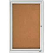 Quartet Enclosed Cork Bulletin Board, 36" x 24", Brown Cork Surface, Hinged Swing Door, Shatterproof Acrylic Glass, Weather & Water Resistant, Locking Silver Aluminum Frame, 1 Each