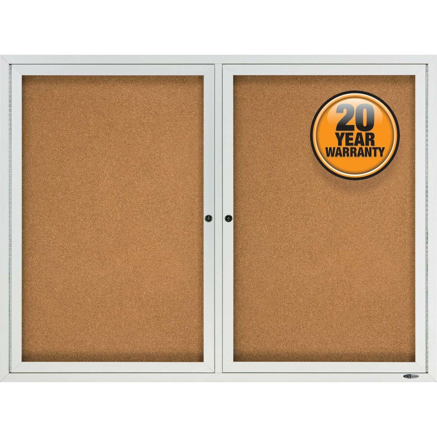 Quartet Enclosed Cork Bulletin Board, 36" x 48", Brown Cork Surface, 2 Hinged Locking Doors, Shatterproof Acrylic Glass, Weather Resistant Silver Aluminum Frame, 1 Each