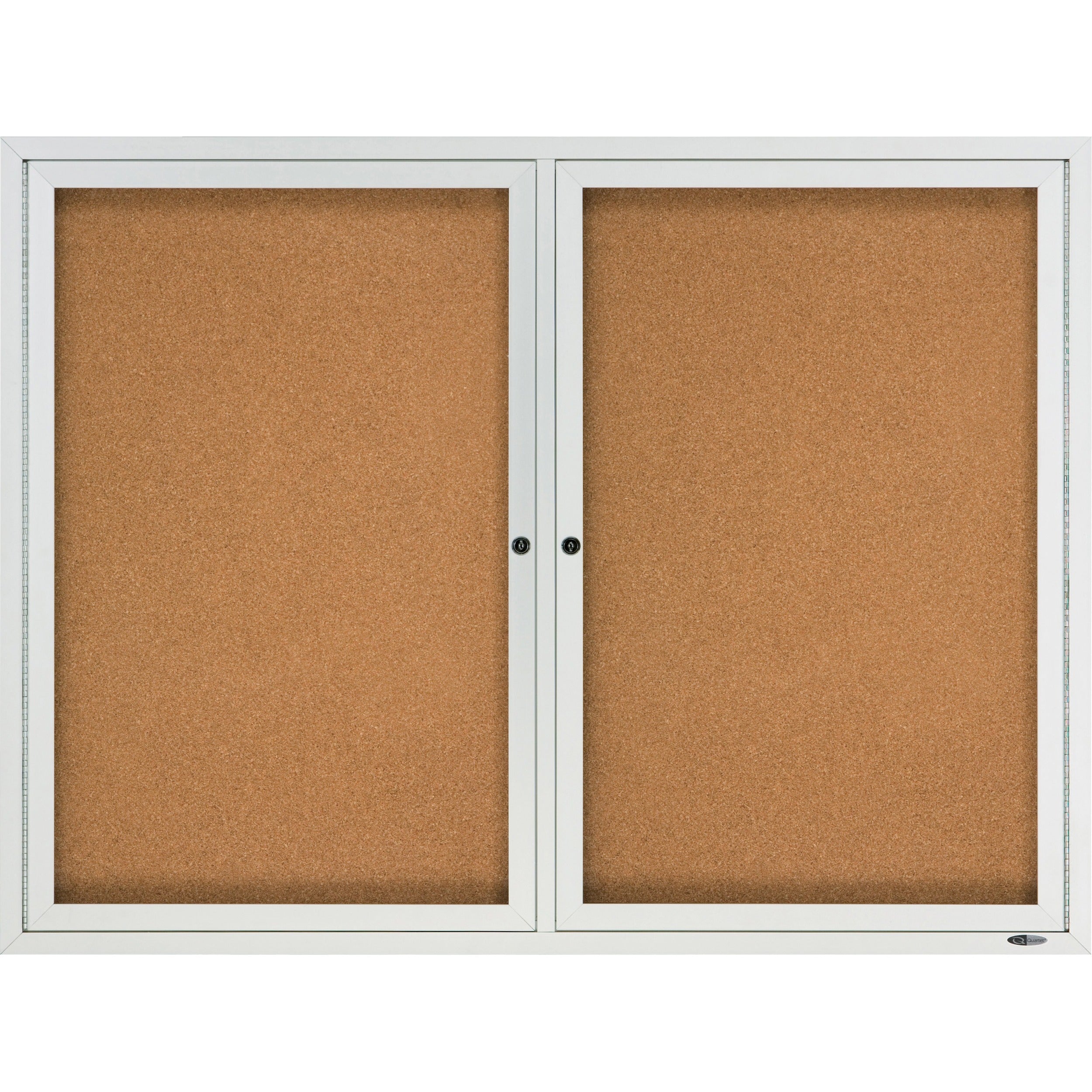 Quartet Enclosed Cork Bulletin Board, 36" x 48", Brown Cork Surface, 2 Hinged Locking Doors, Shatterproof Acrylic Glass, Weather Resistant Silver Aluminum Frame, 1 Each