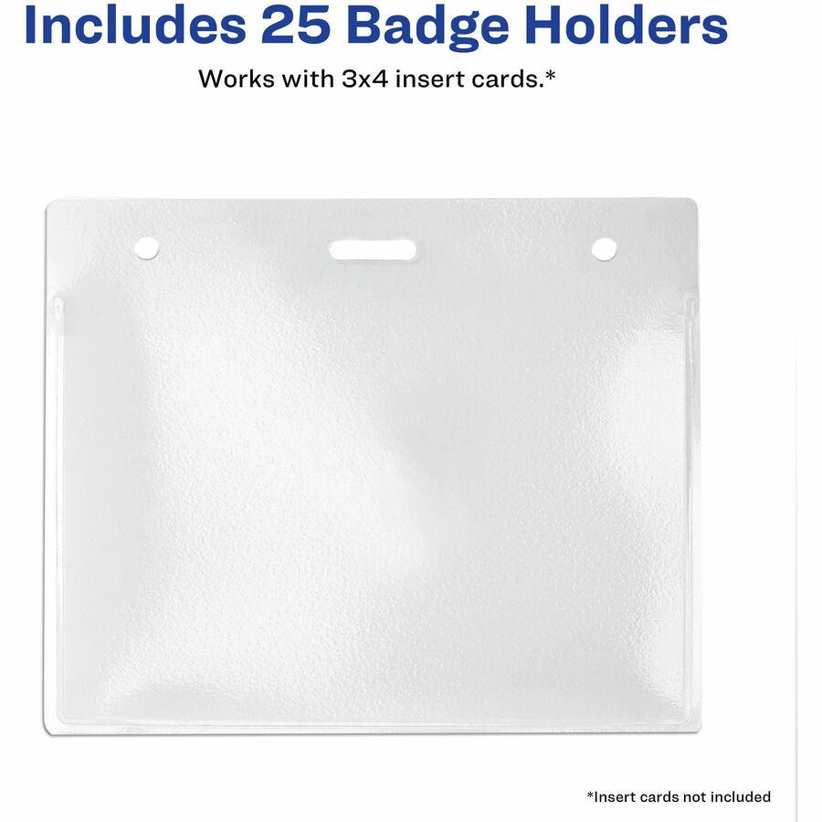 Support 3" x 4" Media - Landscape - Polyvinyl Chloride (PVC) - Clear - Reusable, Durable, Top Loading, Secure, Clip-on, Heavy Duty - 25 / Pack