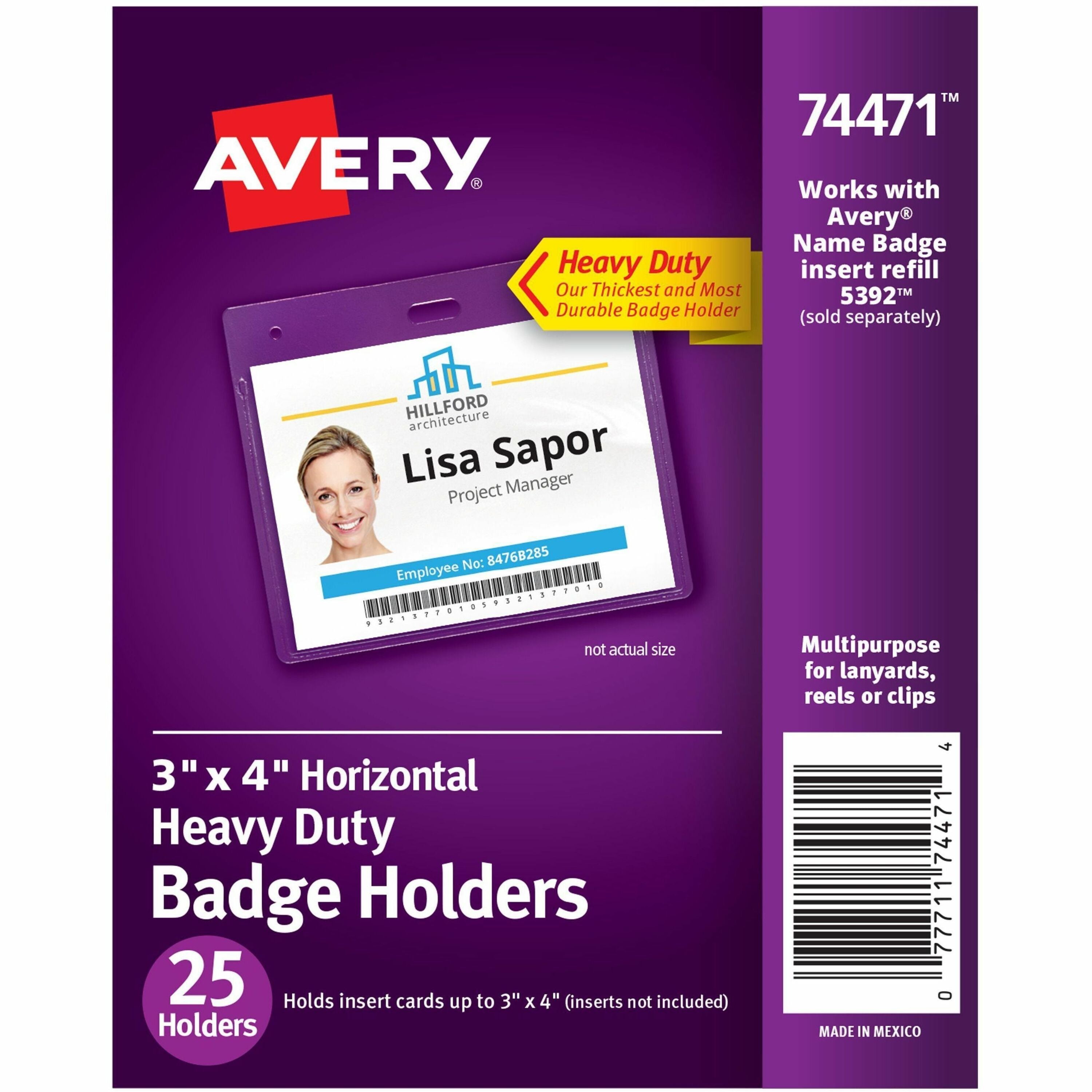 Support 3" x 4" Media - Landscape - Polyvinyl Chloride (PVC) - Clear - Reusable, Durable, Top Loading, Secure, Clip-on, Heavy Duty - 25 / Pack