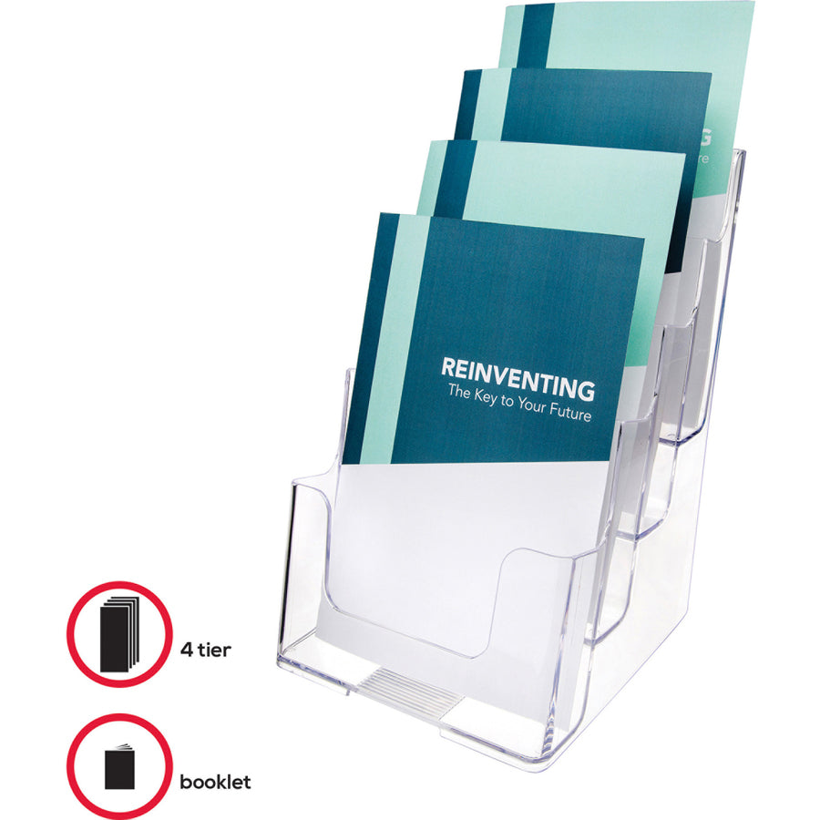 Deflecto Multi-Compartment DocuHolder - 4 Compartment(s) - 4 Tier(s) - 10" Height x 4.88" Width x 6.13" Depth - Desktop - Compact, Booklet Size - Clear - Plastic - 1 Each