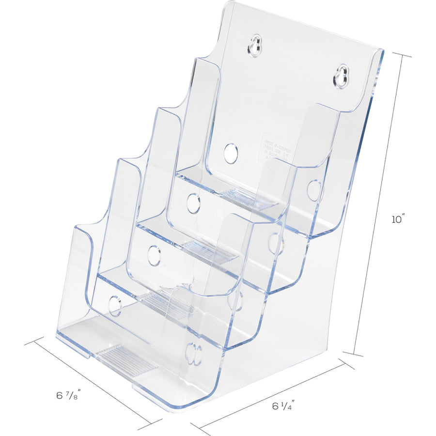 Deflecto Multi-Compartment DocuHolder - 4 Compartment(s) - 4 Tier(s) - 10" Height x 4.88" Width x 6.13" Depth - Desktop - Compact, Booklet Size - Clear - Plastic - 1 Each