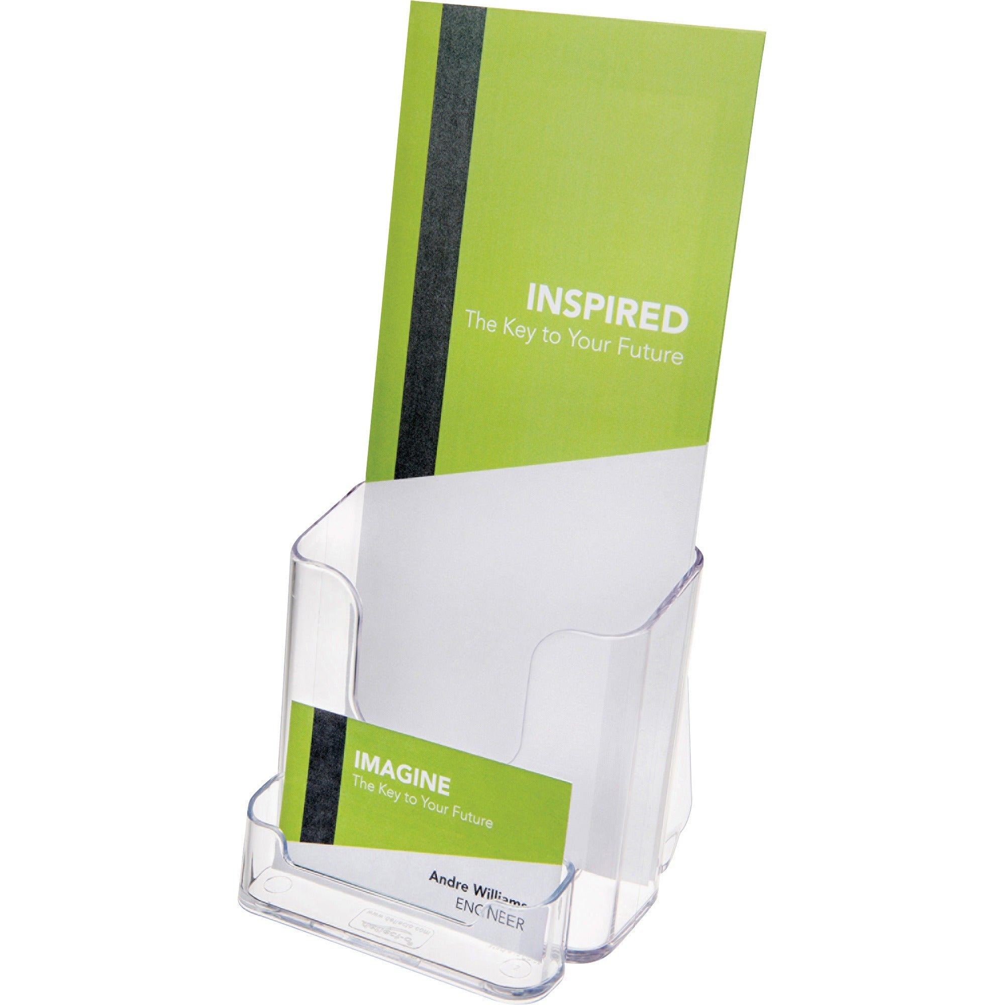 2 Compartment(s) - 7.75" Height x 4.37" Width x 4.12" Depth - Desktop - Leaflet Size - Clear - Plastic - 1 Each