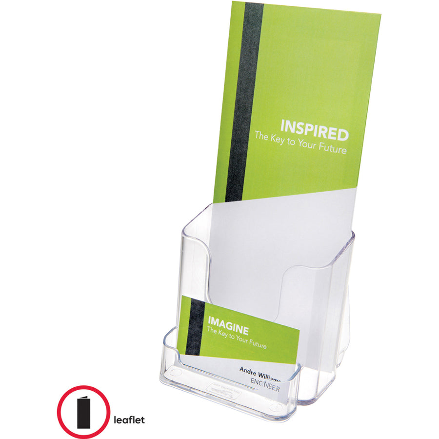 2 Compartment(s) - 7.75" Height x 4.37" Width x 4.12" Depth - Desktop - Leaflet Size - Clear - Plastic - 1 Each