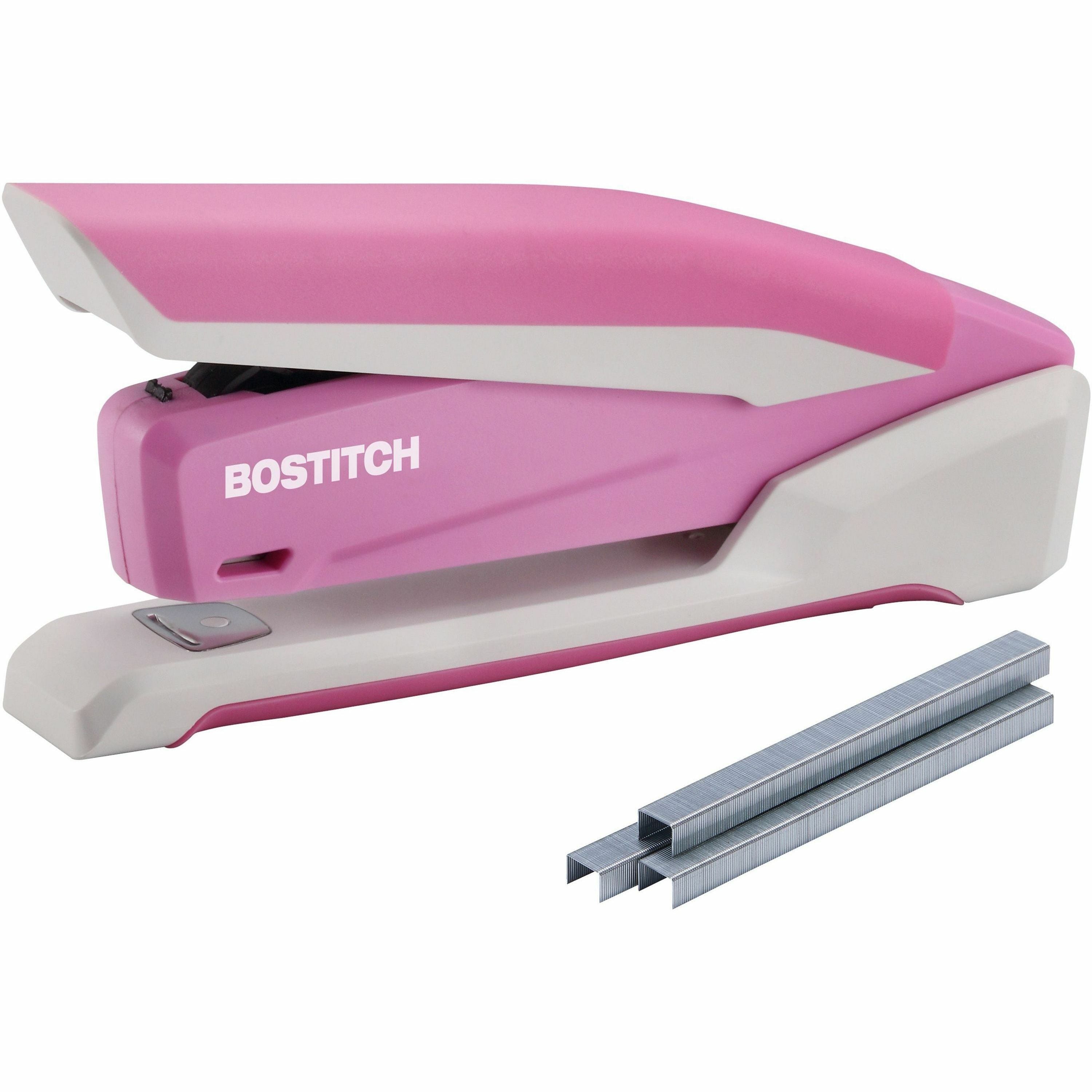 Staples Upto 20 Sheet of 20lb Paper - Holds Upto 210 Staple - Full Strip - 4.50" Throat Depth - Pink, White - Plastic, Steel, Rubber - 1 Each