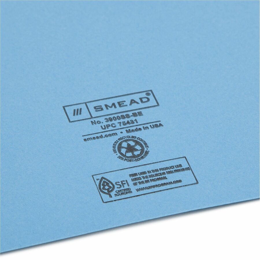 Smead Letter Recycled File Jacket - 8 1/2" x 11" - 11 pt. - Manila - Blue - 10% Recycled - 25 / Pack
