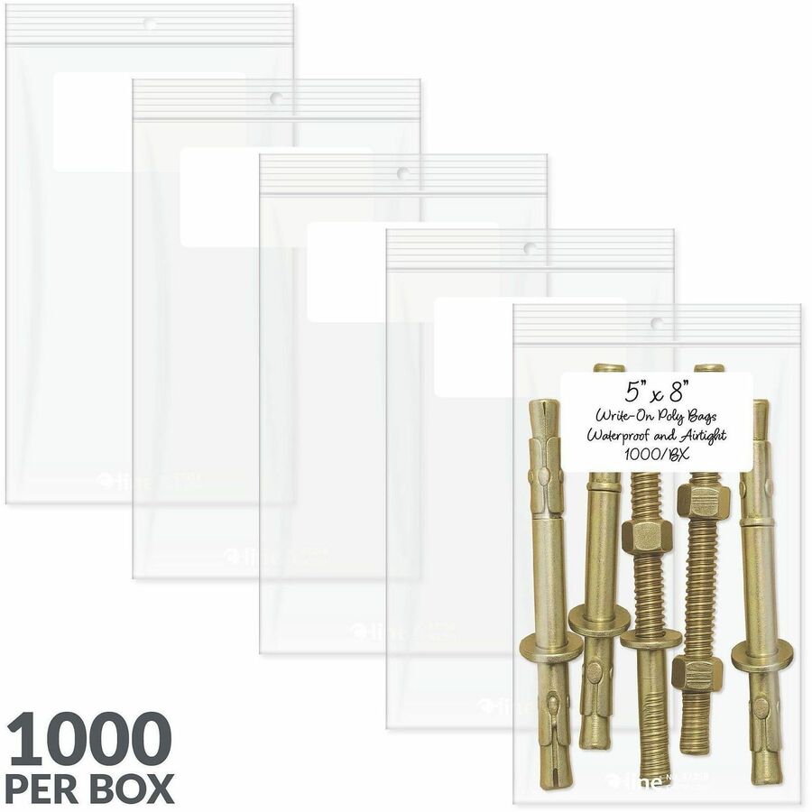 C-Line Write-On Reclosable Small Parts Bags - 8" Length x 5" Width - Clear - Poly - Multipurpose - 1000 / Carton