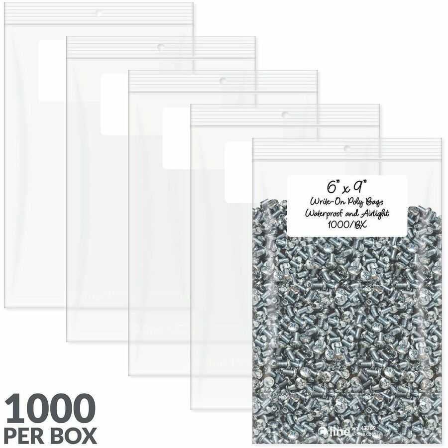C-Line Write-On Reclosable Small Parts Bags - 9" Length x 6" Width - Clear - Poly - Multipurpose - 1000 / Carton