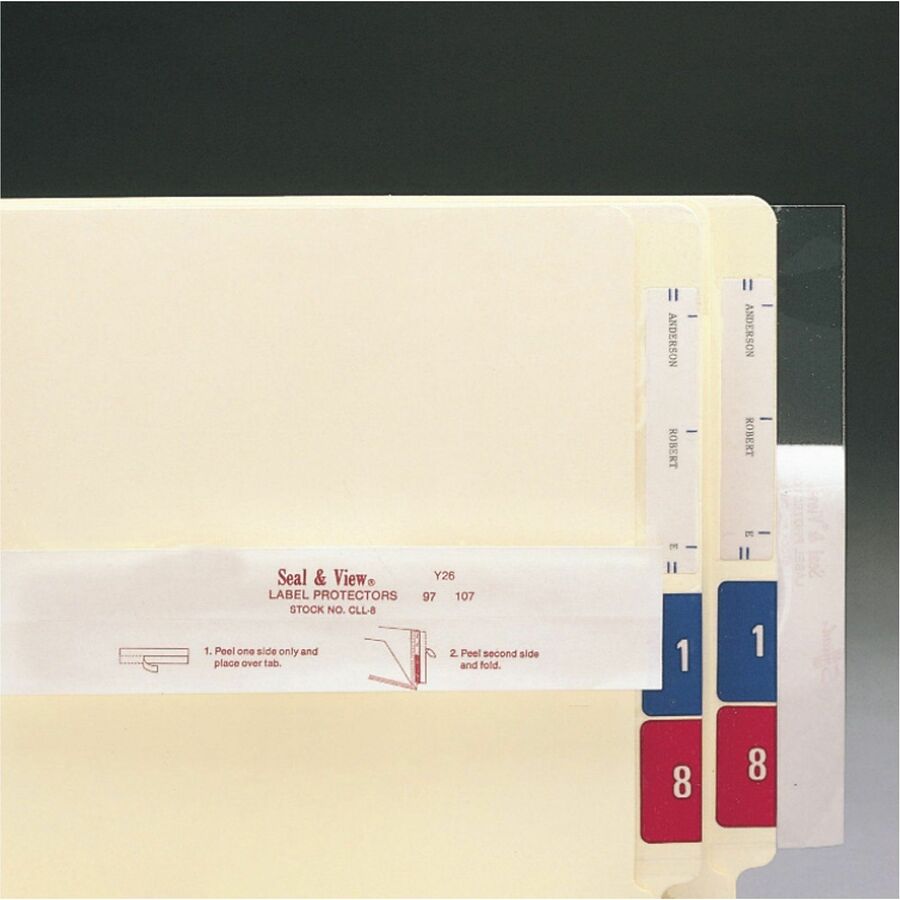 Smead Seal and View Label Protectors - 1.68" Length x 8" Width - Clear - 100/Pack