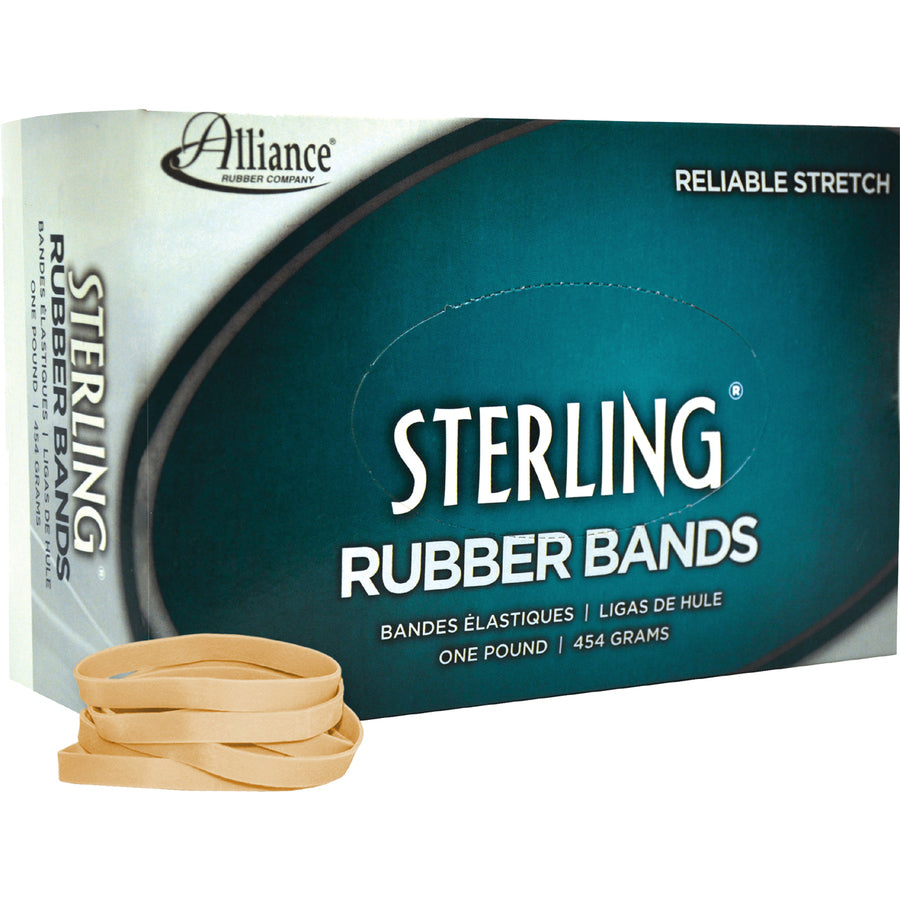 Alliance Rubber Sterling Rubber Bands - Size: #62 - 2.5" Length x 250 mil Thickness - Durable, Elastic - Natural Crepe - 600 / Box