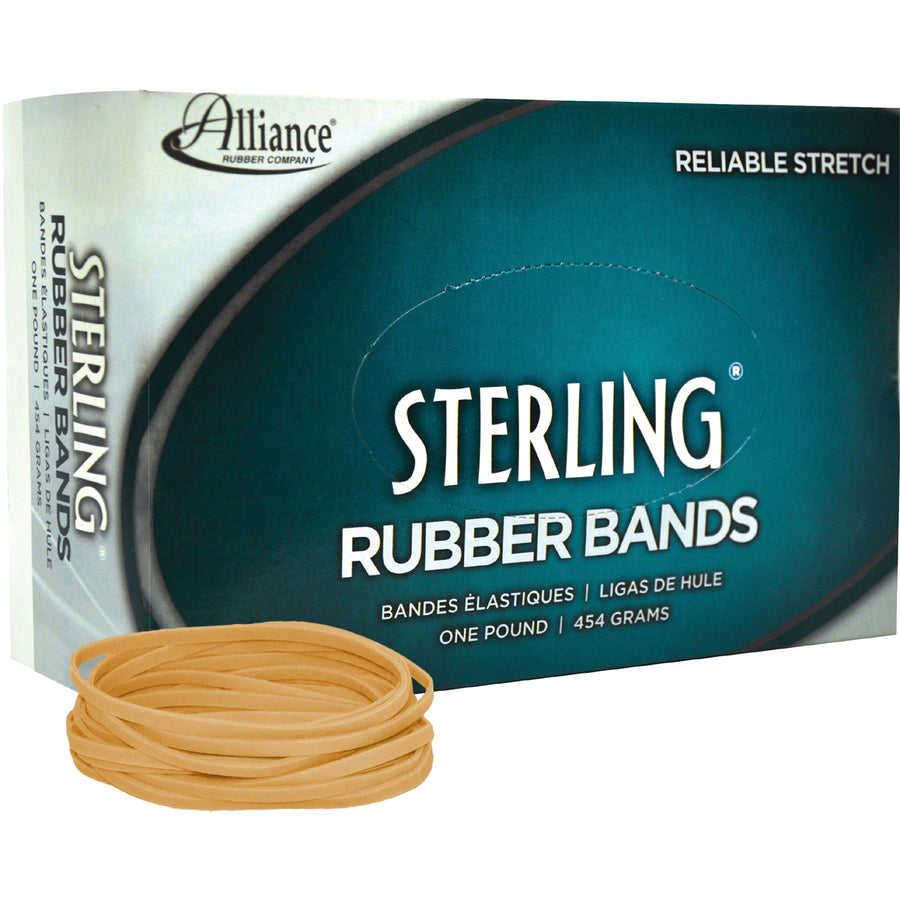 Alliance Rubber Sterling Rubber Bands - Size: #33 - 3.5" Length x 0.1" Width - Durable, Elastic - Natural Crepe - 1 Box