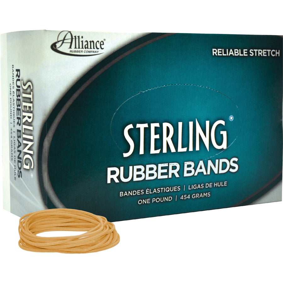 Alliance Rubber Sterling Rubber Bands - Size: #18 - 3" Length x 0.1" Width - Durable, Elastic - Natural Crepe - 1 Box