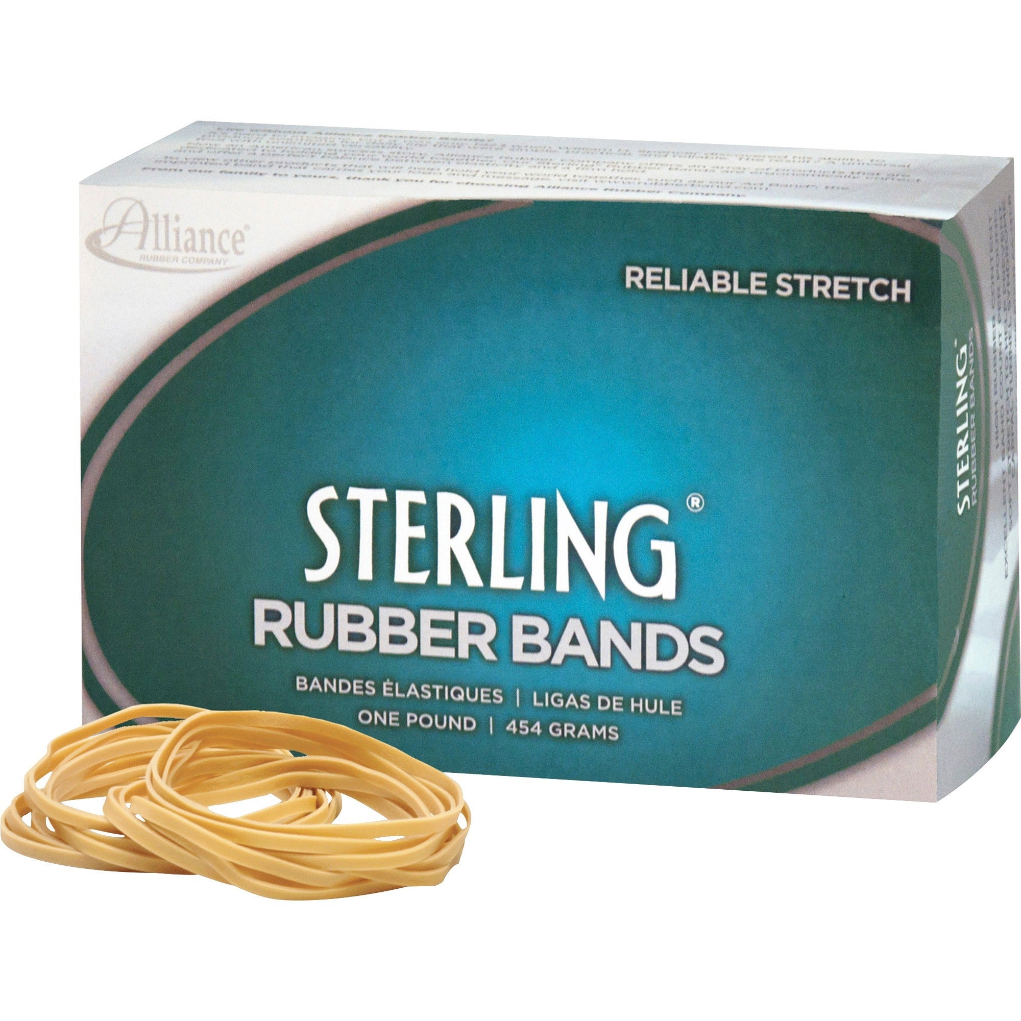 Alliance Rubber Sterling Rubber Bands - Size: #16 - 0.9" Length x 0.1" Width - Durable, Elastic - Natural Crepe - 1 Box