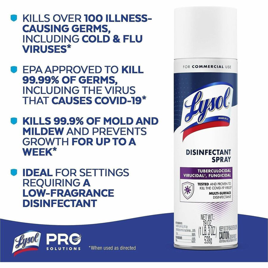 Lysol I.C. Disinfectant Spray, Aerosol, Clear, 19 fl oz, 12/Carton