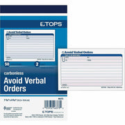 50 Sheet(s) - 2 Part - Carbonless Copy - 4.25" x 7" Form Size - White - 1 Each