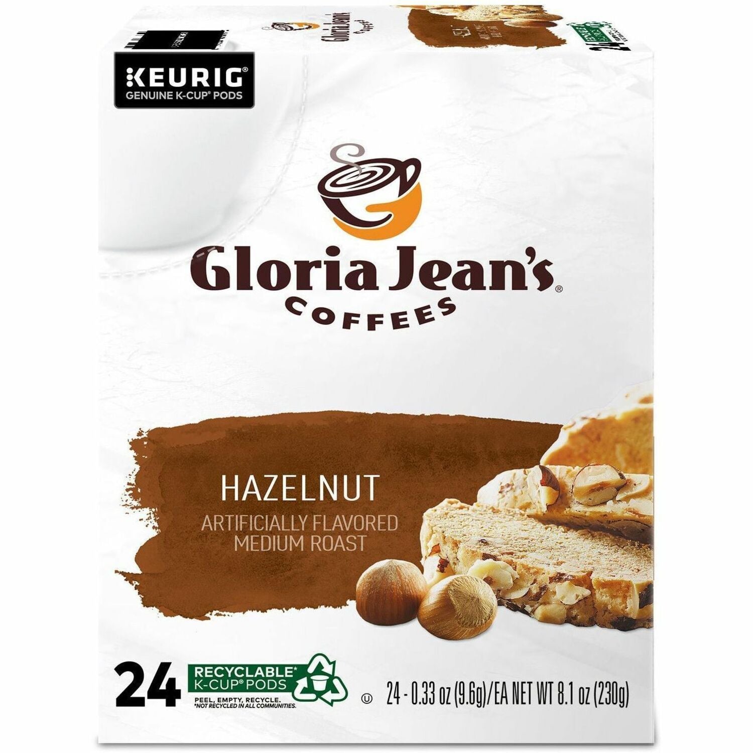 Compatible with Keurig Brewer - Regular - Medium - K-Cup, Pod - Hazelnut - Kosher - 24 / Box