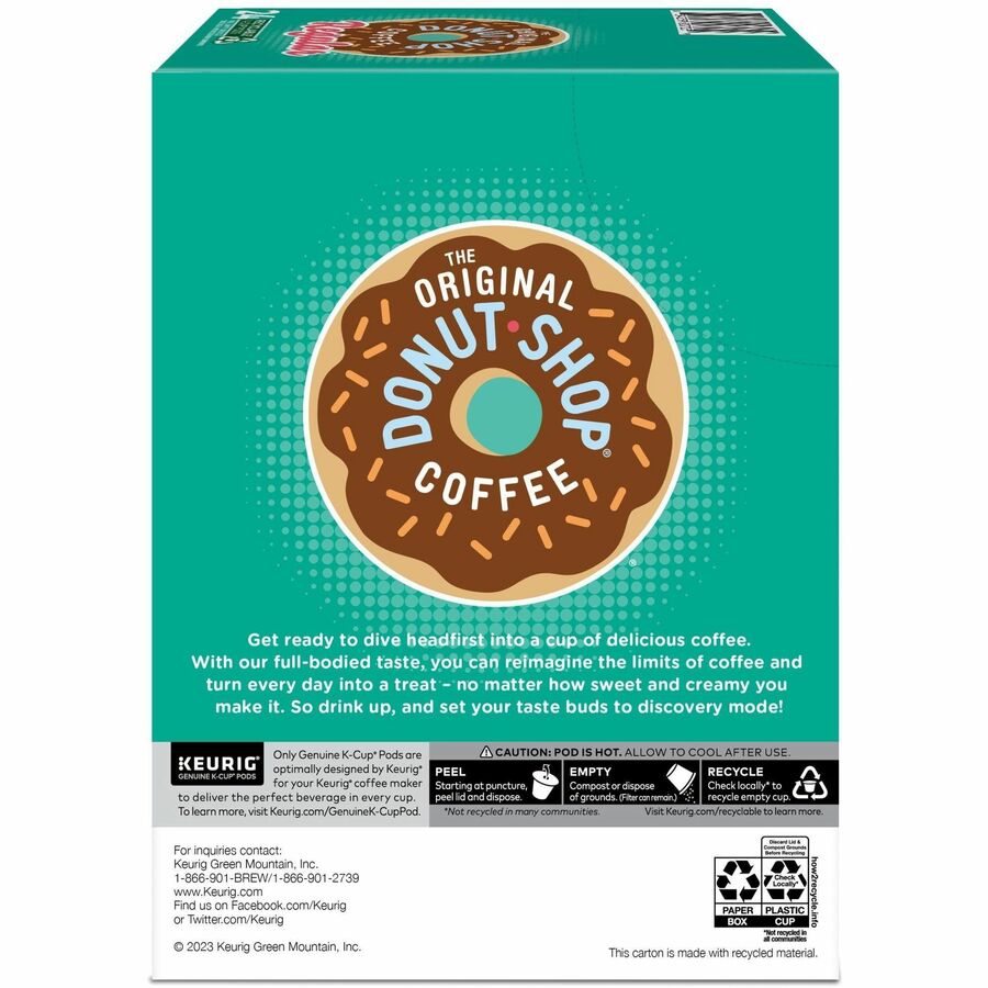Compatible with Keurig Brewer - Regular - Medium - 0.4 oz - K-Cup, Pod - Donut Shop Blend - Kosher - 24 / Box