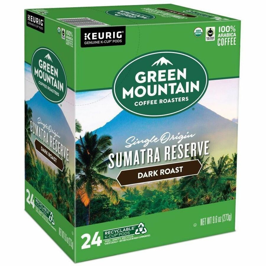 Compatible with Keurig K-Cup Brewer - Regular - Dark - 24 K-Cup - K-Cup, Pod - Sumatra Reserve - Kosher - Organic - 24 / Box