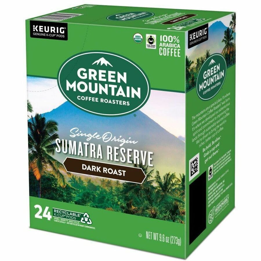 Compatible with Keurig K-Cup Brewer - Regular - Dark - 24 K-Cup - K-Cup, Pod - Sumatra Reserve - Kosher - Organic - 24 / Box