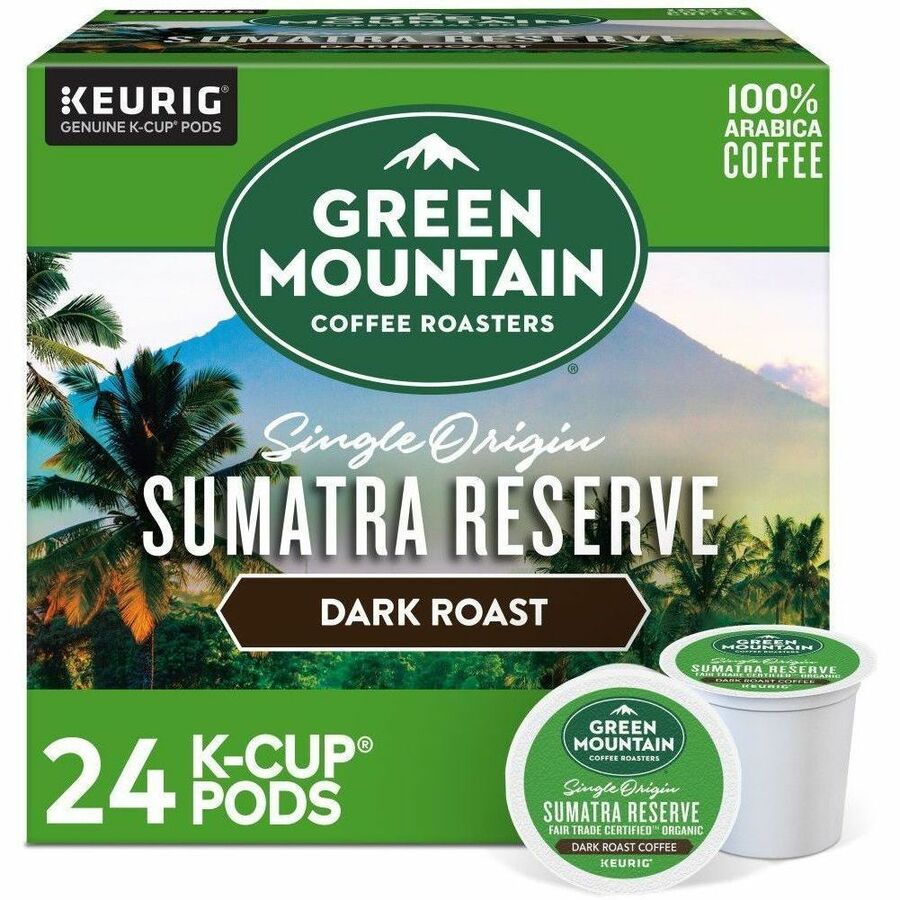 Compatible with Keurig K-Cup Brewer - Regular - Dark - 24 K-Cup - K-Cup, Pod - Sumatra Reserve - Kosher - Organic - 24 / Box