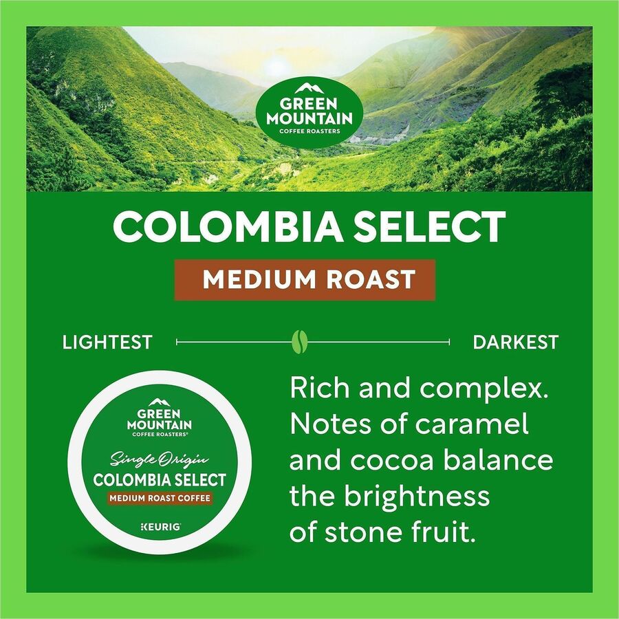 Green Mountain Coffee Roasters&reg; K-Cup Colombia Select Coffee - Compatible with Keurig Brewer - Regular - Medium - K-Cup - 24 / Box