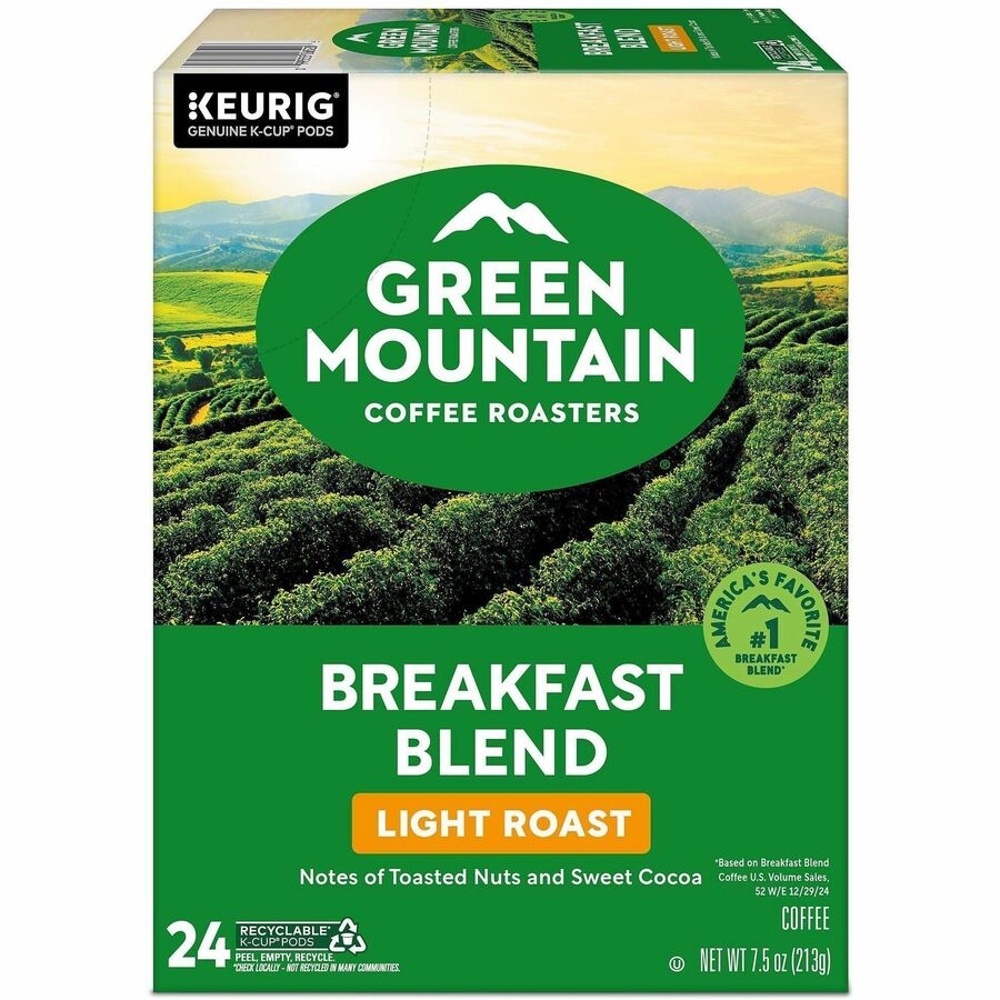Green Mountain Coffee Roasters&reg; K-Cup Breakfast Blend Coffee - Compatible with Keurig Brewer - Regular - Light - K-Cup - 24 / Box