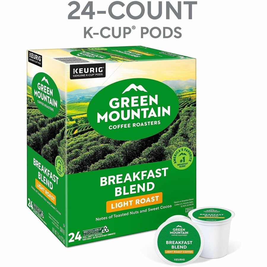 Green Mountain Coffee Roasters&reg; K-Cup Breakfast Blend Coffee - Compatible with Keurig Brewer - Regular - Light - K-Cup - 24 / Box