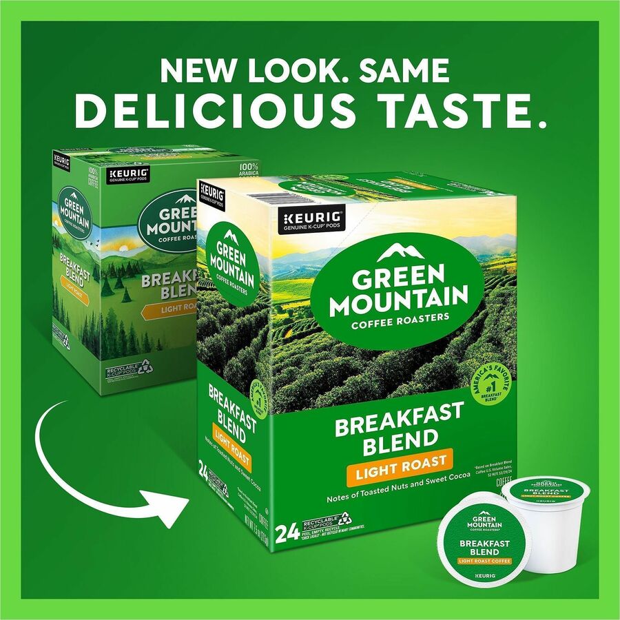 Green Mountain Coffee Roasters&reg; K-Cup Breakfast Blend Coffee - Compatible with Keurig Brewer - Regular - Light - K-Cup - 24 / Box