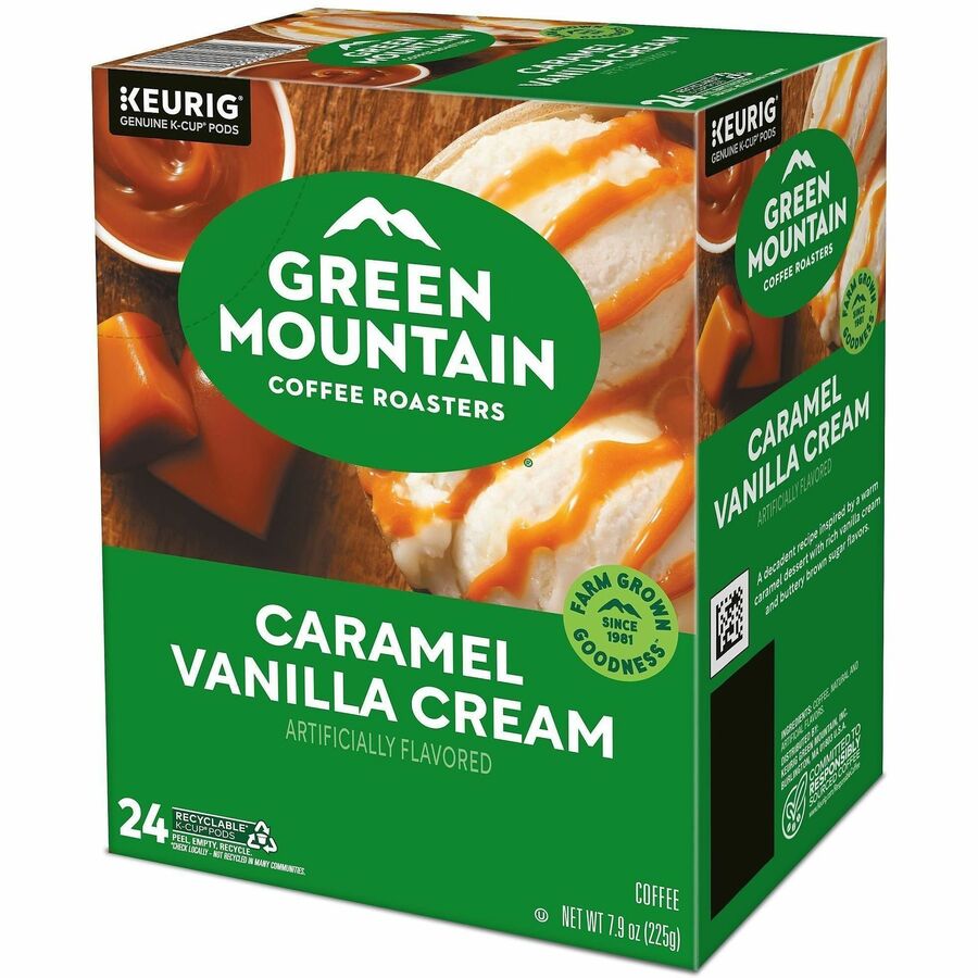 Green Mountain Coffee Roasters&reg; K-Cup Caramel Vanilla Cream Coffee - Compatible with Keurig Brewer - Regular - K-Cup - 24 / Box