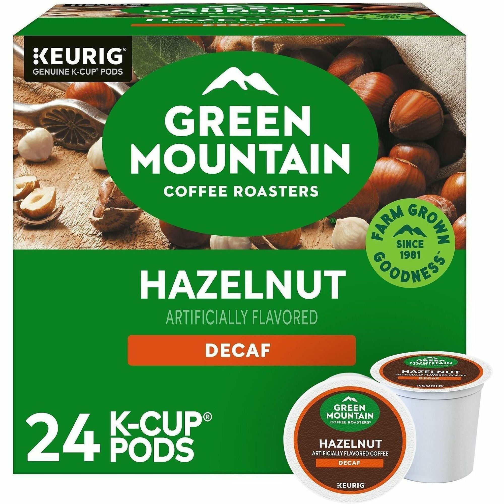 Compatible with Keurig Brewer - Light - K-Cup, Pod - Hazelnut, Decaf - Kosher - Decaffeinated - 24 / Box