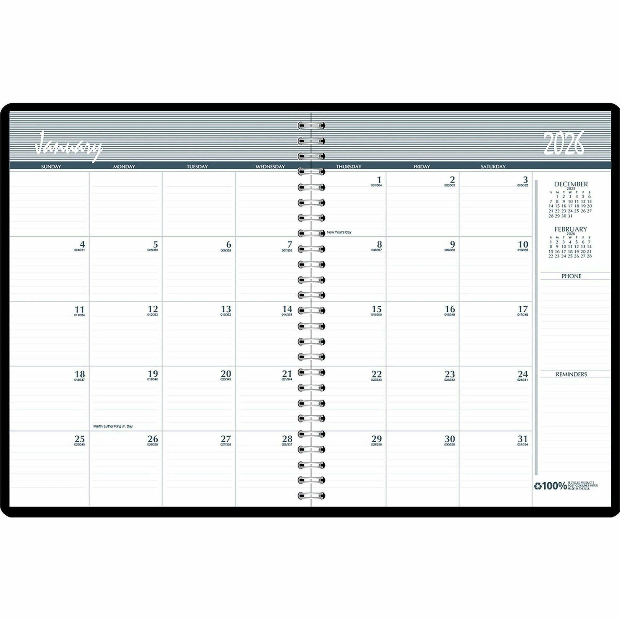 Monthly - 14 Month - December 2025 to January 2027 - Black Cover - 1 Each