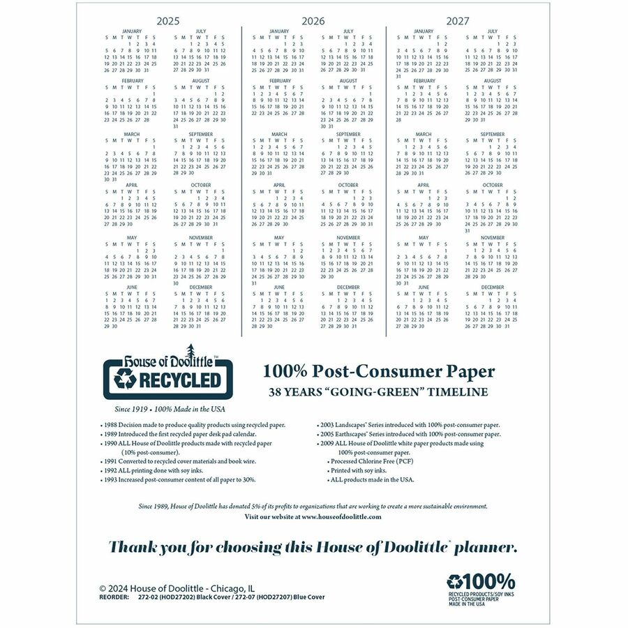 Julian Dates - Weekly - January 2026 to December 2026 - 7:00 AM to 8:45 PM - Quarter-hourly - 1 Week Double Page Layout - 8 1/2" x 11" Sheet Size - Simulated Leather - Black Cover - 1 Each