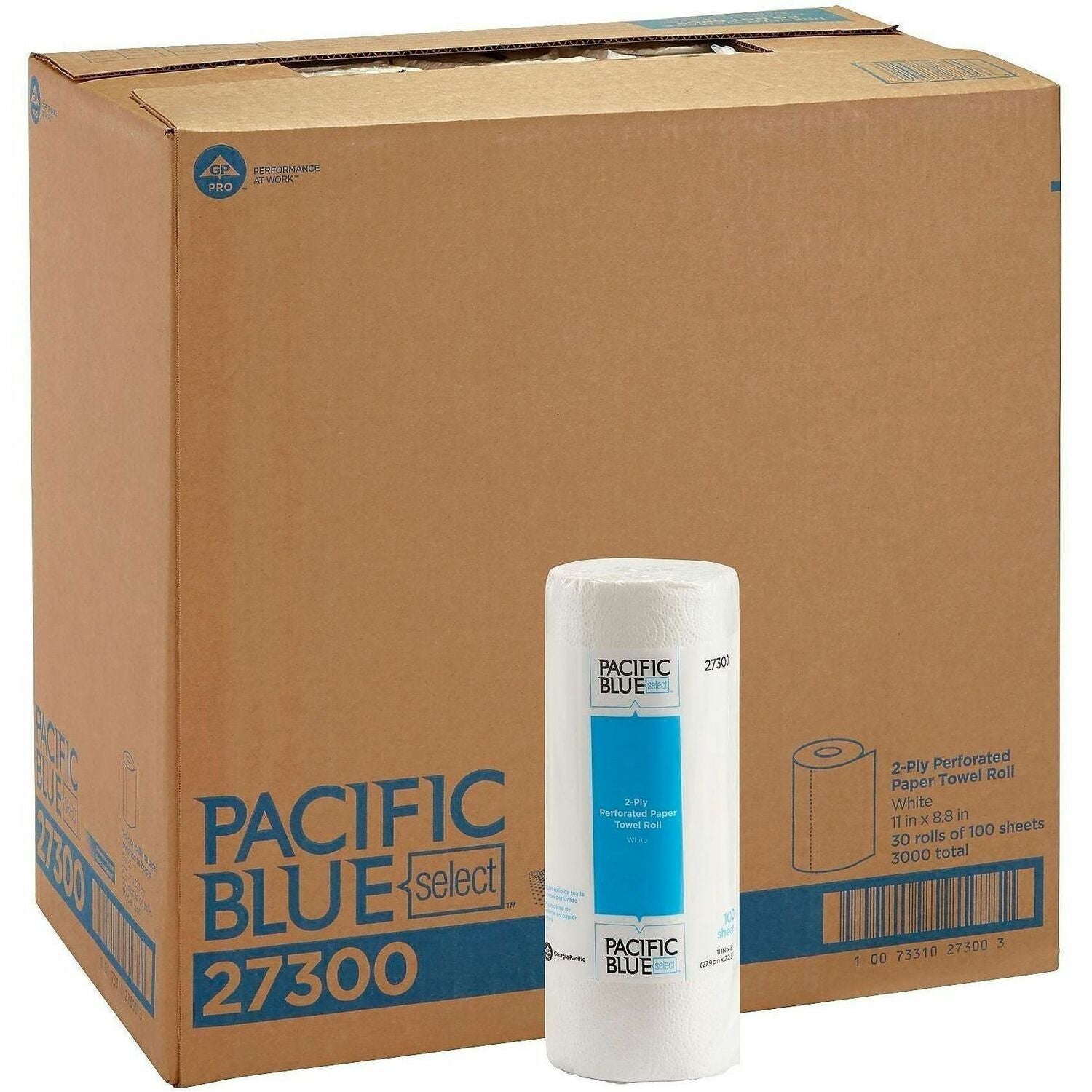 2 Ply - 11" Width x 8.80" Length - 100 Sheets/Roll - 4.80" Roll Diameter - 1 5/8" Core - White - Paper - 1 Roll