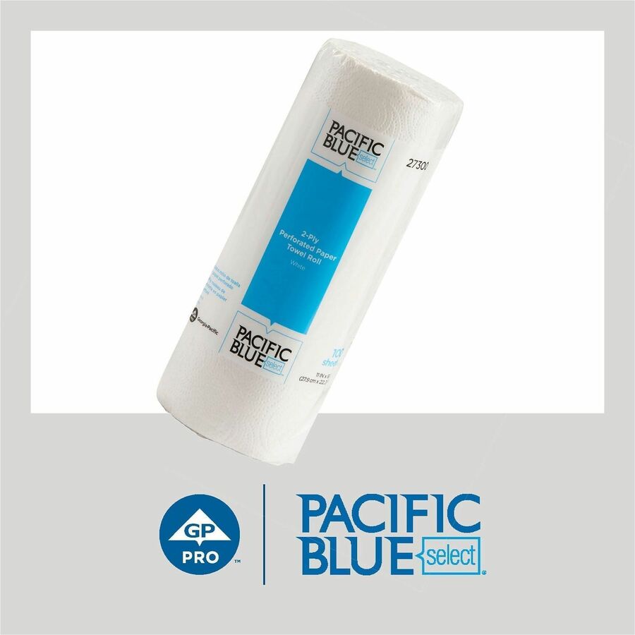 2 Ply - 11" Width x 8.80" Length - 100 Sheets/Roll - 4.80" Roll Diameter - 1 5/8" Core - White - Paper - 1 Roll