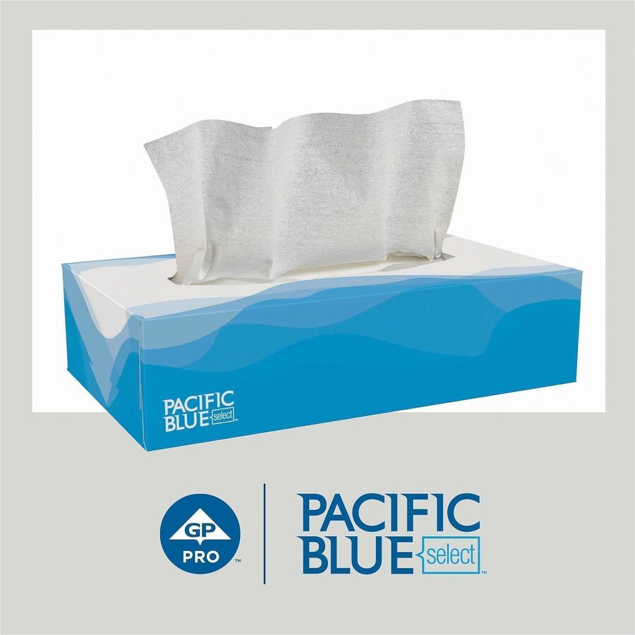 Pacific Blue Select Facial Tissue by GP Pro - Flat Box - 2 Ply - 8.33" Width x 8" Length - White - Paper/ - 100 / Box