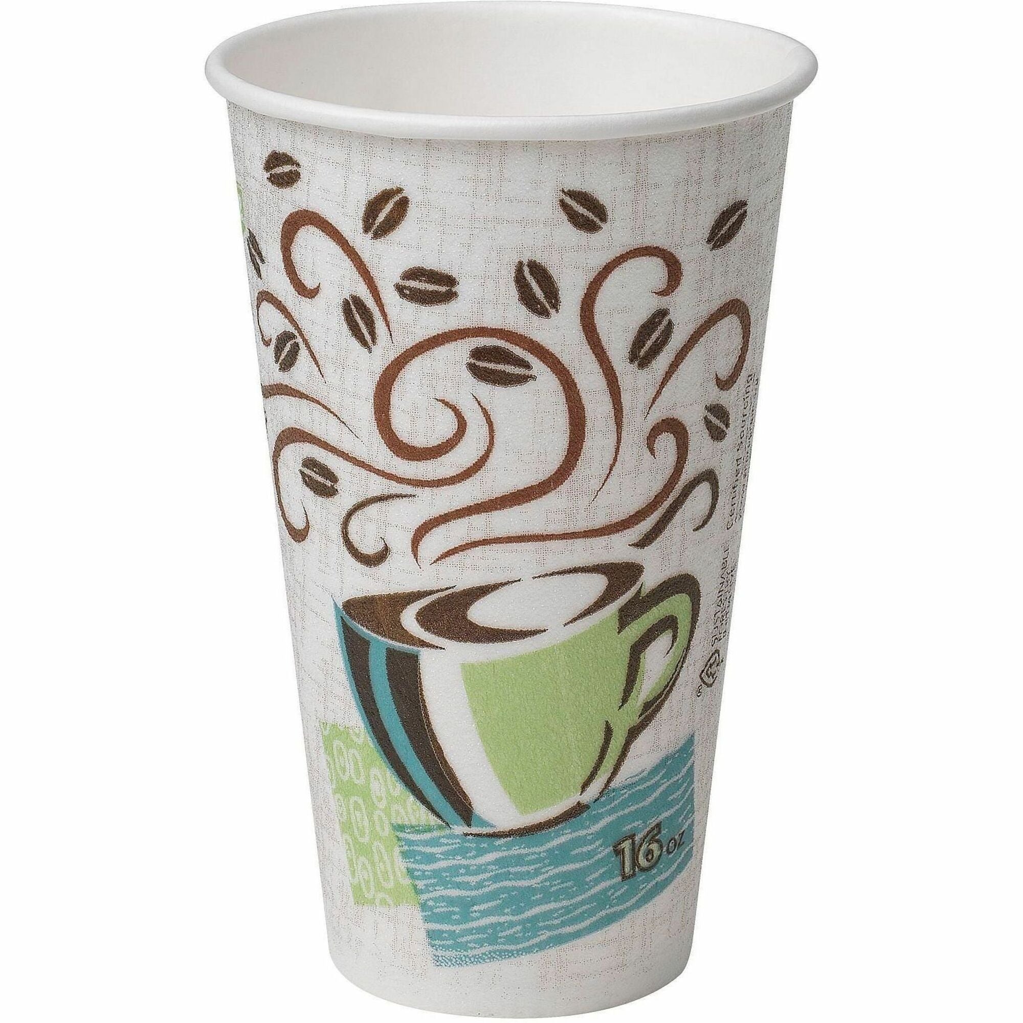 Dixie PerfecTouch 16 oz Insulated Paper Hot Coffee Cups by GP Pro - 16 fl oz - Coffee Haze - Paper - Hot Drink, Coffee - 25 / Pack