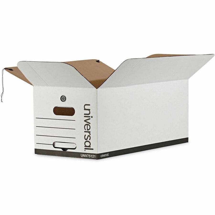 Internal Dimensions: 12" Width x 24" Depth x 10" Height - Media Size Supported: Letter - Flap, String/Button Closure - Medium Duty - Stackable - Corrugated Fiberboard - White - For Box File - 12 / Carton